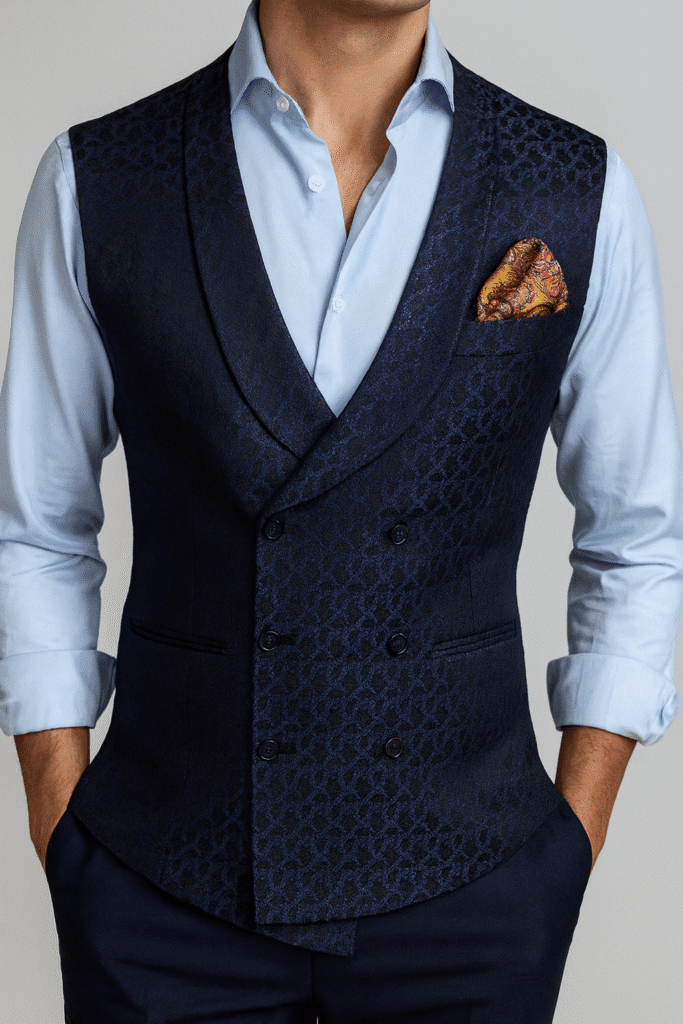 double breasted waistcoat with lapel