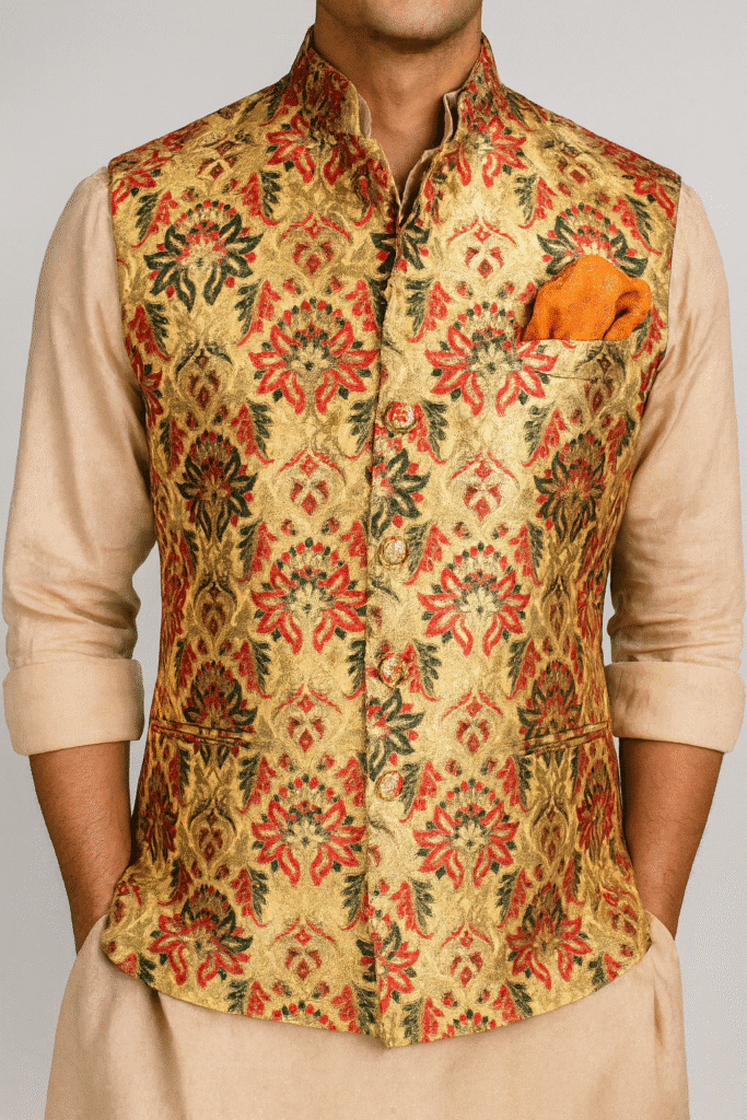 silk waistcoat also known as modi jacket or nehru jacket