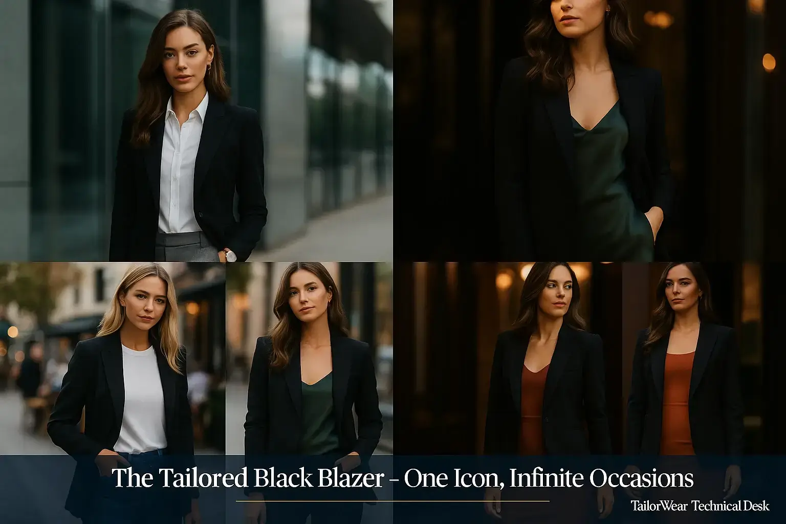 Fitted black blazer for women