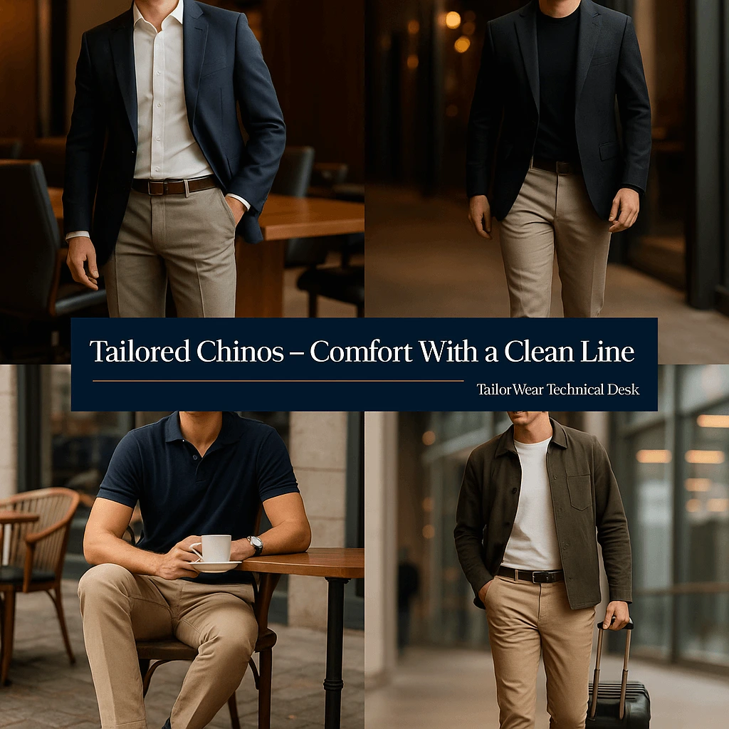 Neutral tailored cotton chinos for men