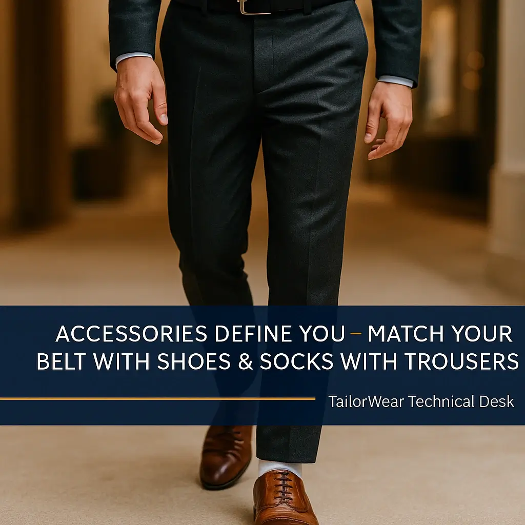 Match your belt and shoes; socks matter too